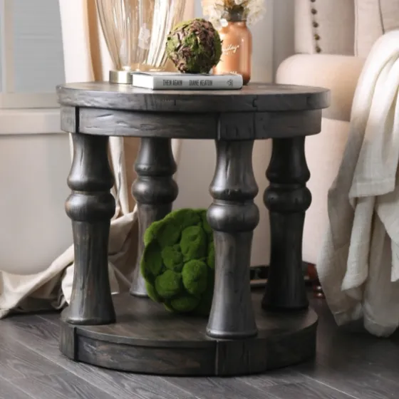 Weathered Wood Open Column Accent Table-Kirkland's Home Outlet