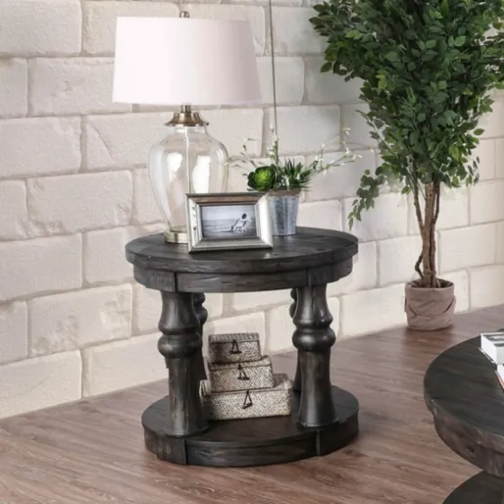Weathered Wood Open Column Accent Table-Kirkland's Home Outlet