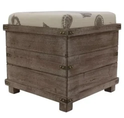 Weathered Wood Seashell Storage Ottoman-Kirkland's Home Hot