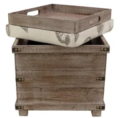 Weathered Wood Seashell Storage Ottoman-Kirkland's Home Hot