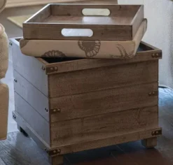 Weathered Wood Seashell Storage Ottoman-Kirkland's Home Hot