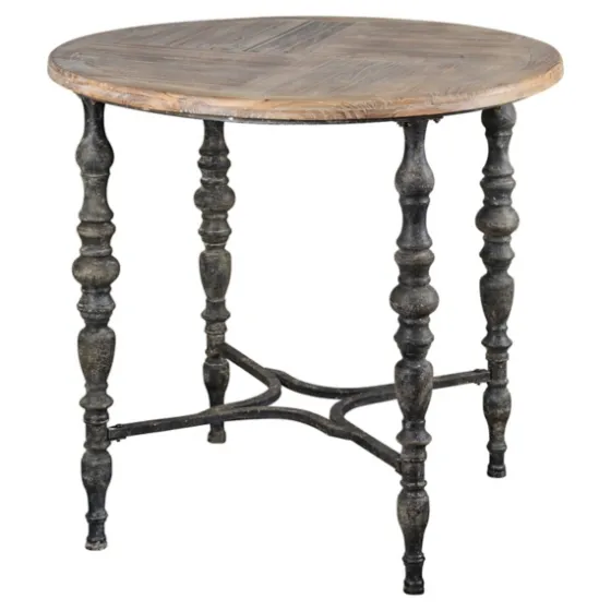 Weathered Wood Top Rustic Metal Base Accent Table-Kirkland's Home Best Sale