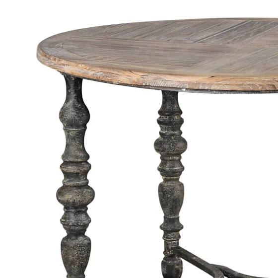 Weathered Wood Top Rustic Metal Base Accent Table-Kirkland's Home Best Sale