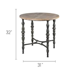 Weathered Wood Top Rustic Metal Base Accent Table-Kirkland's Home Best Sale