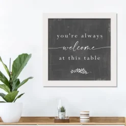 Welcome At This Table White Framed Canvas Print-Kirkland's Home Cheap