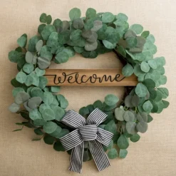 Welcome Bow Eucalyptus Wreath, 24 In.-Kirkland's Home Store