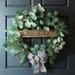 Welcome Bow Eucalyptus Wreath, 24 In.-Kirkland's Home Store