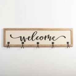 Welcome Linen Framed Wall Hooks-Kirkland's Home Outlet