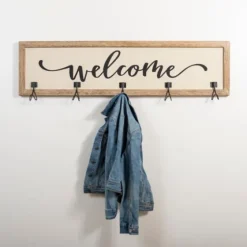 Welcome Linen Framed Wall Hooks-Kirkland's Home Outlet