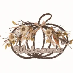 Welcome White Pumpkin Floral Wreath-Kirkland's Home Flash Sale