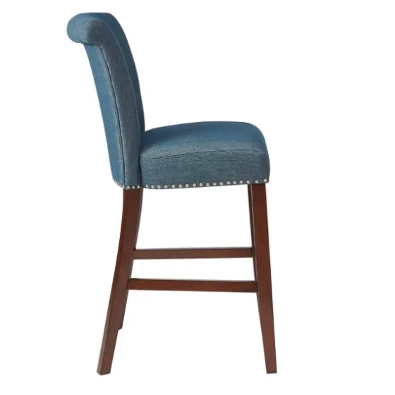 Wesley Tufted Bar Stool With Nailhead Trim-Kirkland's Home Clearance