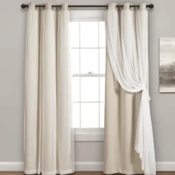 Wheat Curtain Panel Set With Overlay, 108 In.-Kirkland's Home Clearance