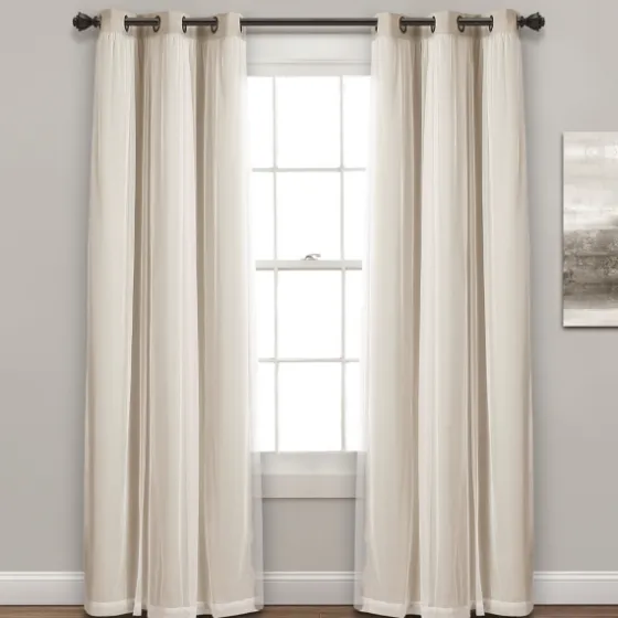 Wheat Curtain Panel Set With Overlay, 108 In.-Kirkland's Home Clearance