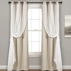 Wheat Curtain Panel Set With Overlay, 108 In.-Kirkland's Home Clearance