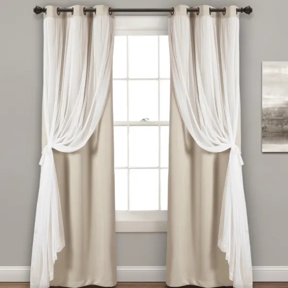 Wheat Curtain Panel Set With Overlay, 108 In.-Kirkland's Home Clearance