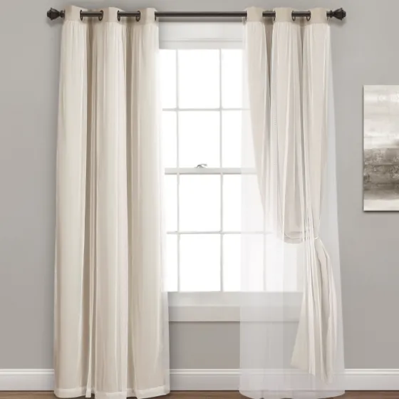 Wheat Curtain Panel Set With Overlay, 108 In.-Kirkland's Home Clearance
