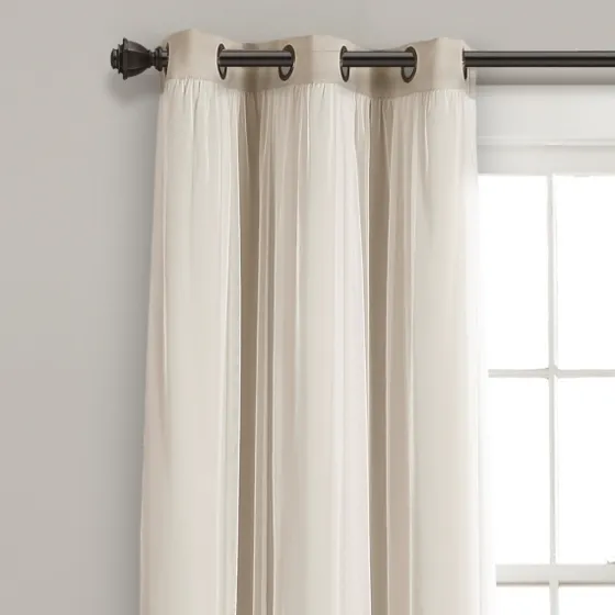 Wheat Curtain Panel Set With Overlay, 108 In.-Kirkland's Home Clearance