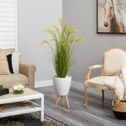 Wheat Grass In White Planter-Kirkland's Home Best Sale