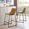 Whiskey Faux Leather Counter Stools, Set Of 2-Kirkland's Home Fashion
