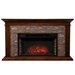 Whisky Maple And Stone Electric Fireplace-Kirkland's Home Flash Sale