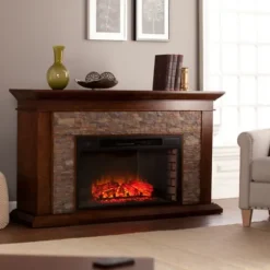 Whisky Maple And Stone Electric Fireplace-Kirkland's Home Flash Sale