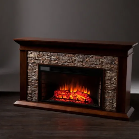 Whisky Maple And Stone Electric Fireplace-Kirkland's Home Flash Sale