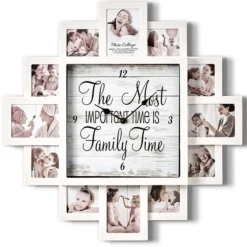 White 12 Photo Frame Collage Family Time Clock-Kirkland's Home Outlet