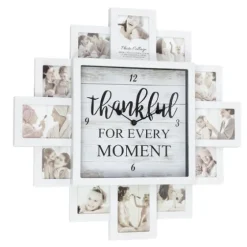 White 12 Photo Frame Collage Thankful Clock-Kirkland's Home Discount