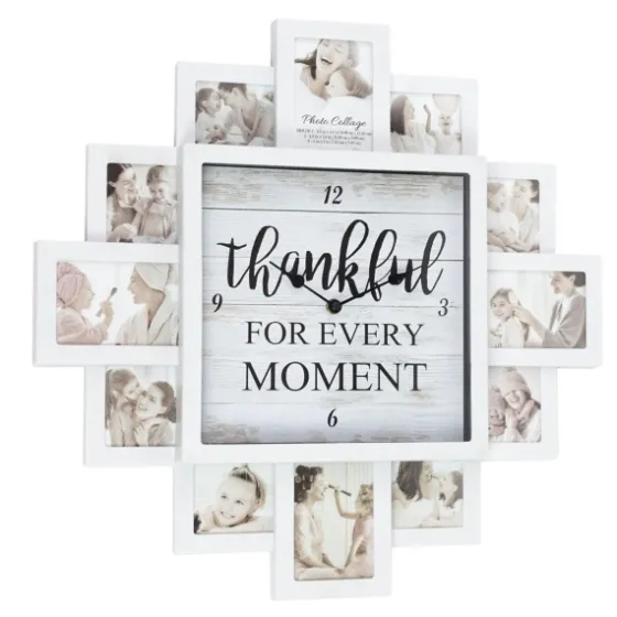 White 12 Photo Frame Collage Thankful Clock-Kirkland's Home Discount