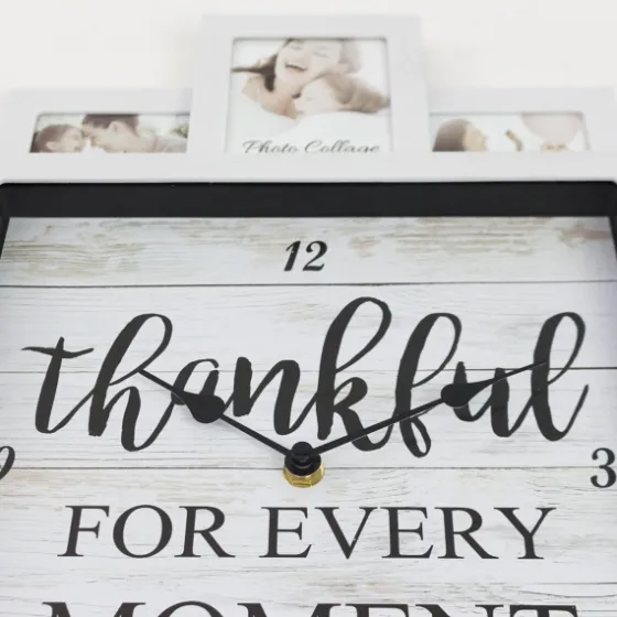 White 12 Photo Frame Collage Thankful Clock-Kirkland's Home Discount