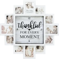 White 12 Photo Frame Collage Thankful Clock-Kirkland's Home Discount