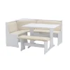 White And Beige Upholstered 3-Pc Dining Nook Set-Kirkland's Home Discount