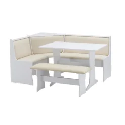 White And Beige Upholstered 3-Pc Dining Nook Set-Kirkland's Home Discount