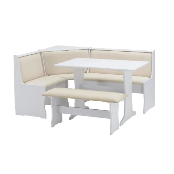 White And Beige Upholstered 3-Pc Dining Nook Set-Kirkland's Home Discount