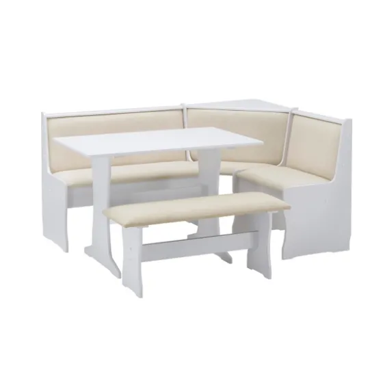 White And Beige Upholstered 3-Pc Dining Nook Set-Kirkland's Home Discount
