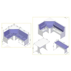 White And Beige Upholstered 3-Pc Dining Nook Set-Kirkland's Home Discount