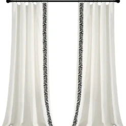 White And Black Embroidered Curtain Panel, 84 In.-Kirkland's Home Hot