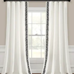 White And Black Embroidered Curtain Panel, 84 In.-Kirkland's Home Hot