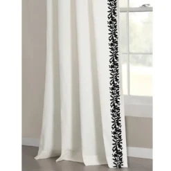 White And Black Embroidered Curtain Panel, 84 In.-Kirkland's Home Hot