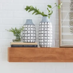 White And Black Line Ceramic Vases, Set Of 2-Kirkland's Home Outlet