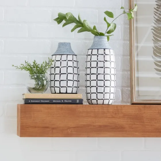 White And Black Line Ceramic Vases, Set Of 2-Kirkland's Home Outlet