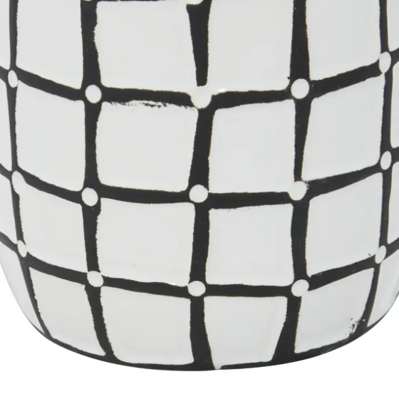 White And Black Line Ceramic Vases, Set Of 2-Kirkland's Home Outlet
