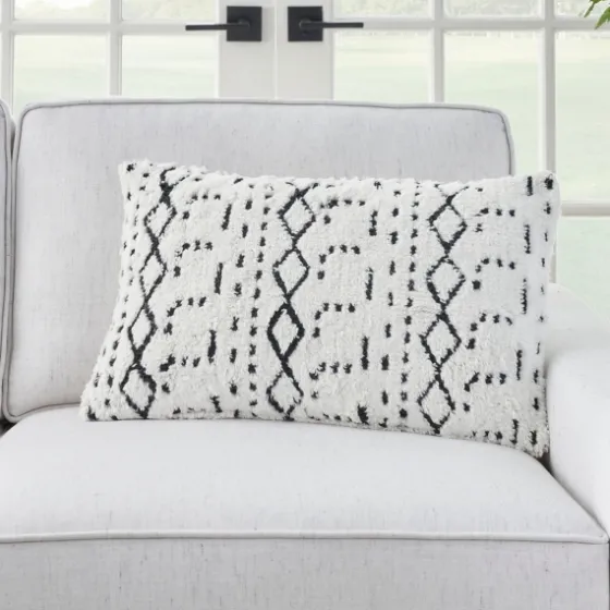 White And Black Tufted Geo Lumbar Pillow-Kirkland's Home Cheap
