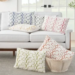 White And Black Tufted Geo Lumbar Pillow-Kirkland's Home Cheap