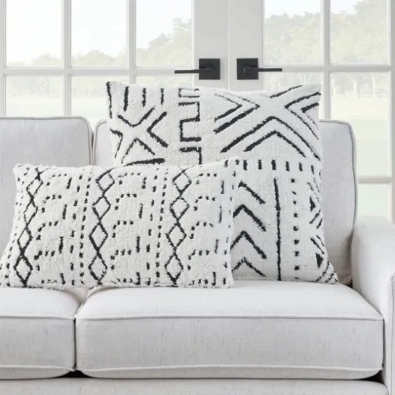 White And Black Tufted Geo Lumbar Pillow-Kirkland's Home Cheap