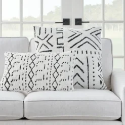 White And Black Tufted Geo Throw Pillow-Kirkland's Home Best