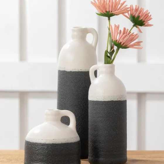 White And Black Two-Toned Ceramic Vases, Set Of 3-Kirkland's Home New