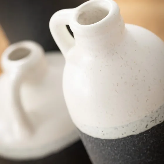 White And Black Two-Toned Ceramic Vases, Set Of 3-Kirkland's Home New
