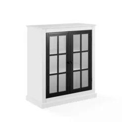 White And Black Windowpane Doors Cabinet-Kirkland's Home Store
