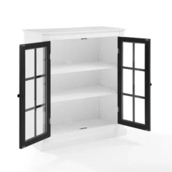 White And Black Windowpane Doors Cabinet-Kirkland's Home Store